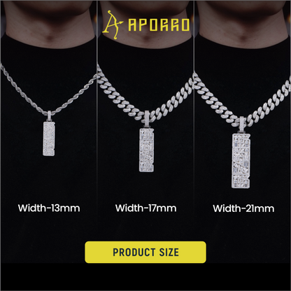 Custom Iced Mix-cut Vertical Pendant - Width - 17mm