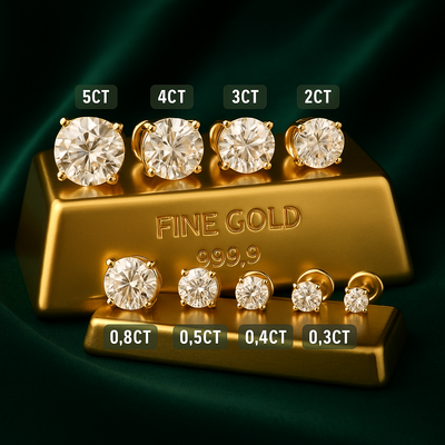 Single Moissanite Round Cut Stud Earring
