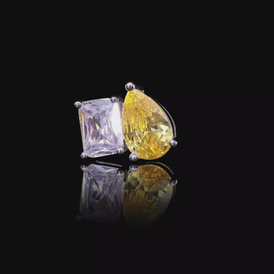 Moissanite S925 Toi et Moi Emerald & Pear Stud Earrings