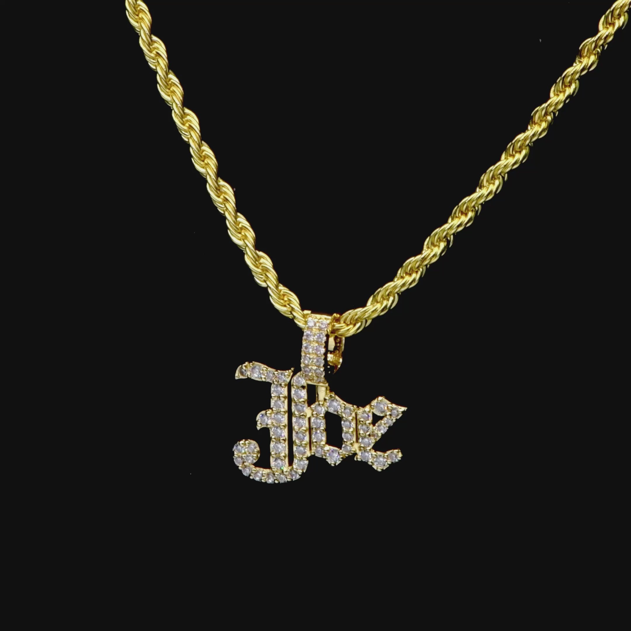 Custom Capital Old English Font Pendant - 12mm Height