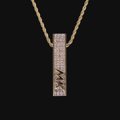 Custom Emerald Cut Square Pillar Pendant-40mm