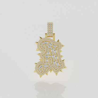 Custom Old English Willow Studded Font Pendant