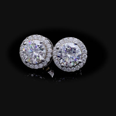 Moissanite 0.24ctw Halo Round Cut Stud Earrings