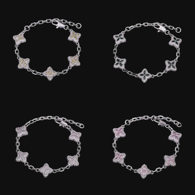 Iced Luminous Clover Adjustable Bracelet - Yellow Diamond