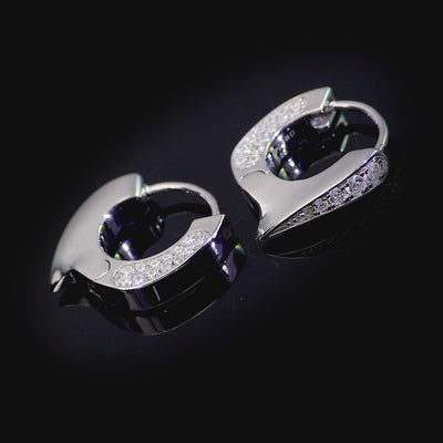 S925 WONG Ⅱ Ridge Iced Out Hoop Earrings - Pair