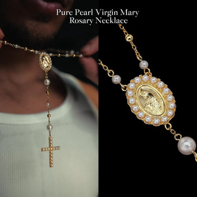 Pure Pearl Virgin Mary Rosary Necklace