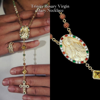 Trinity Rosary Virgin Mary Necklace