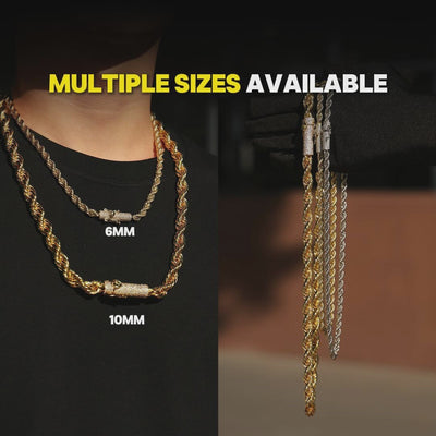 Rope Chain With Iced Clasp - 6mm