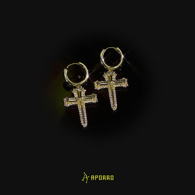 S925 Nail Cross Dangly Earring