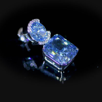S925 Crushed Ice Emerald Cut Drop Earring - Fancy Yellow