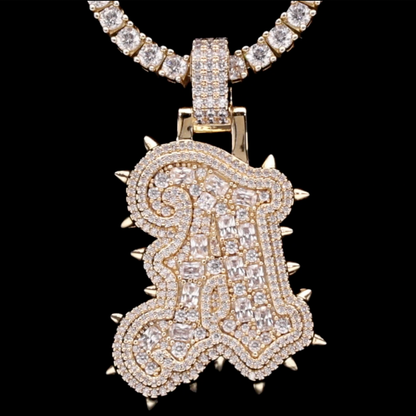 Custom Old English Willow Studded Font Pendant