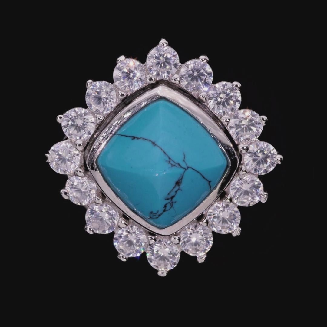 S925 Turquoise Halo Detachable Stud Earrings