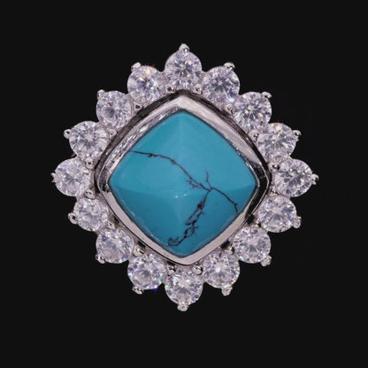 S925 Turquoise Halo Detachable Stud Earrings