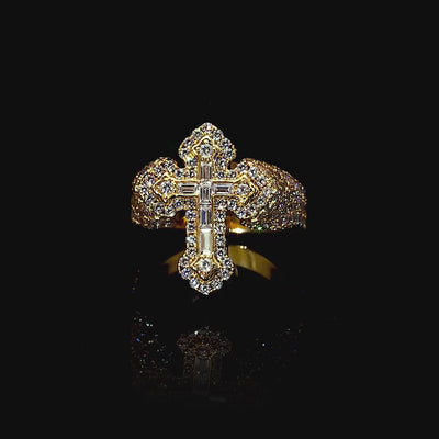 Moissanite Baguette Cross Ring