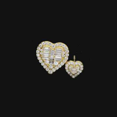 Heart Baguette Mix Halo Stud Earring - Single