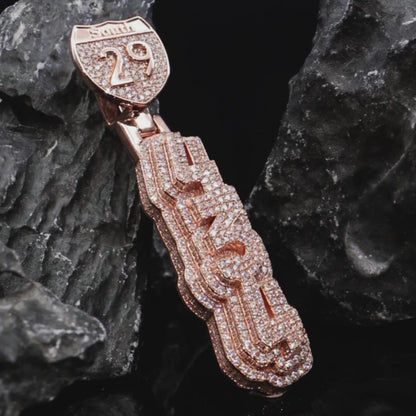 APORRO Premium Custom 3D Triple-layered Vertial Style Iced Numbers Pendant