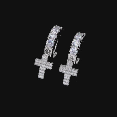 Moissanite S925 Cross Dangly Earring