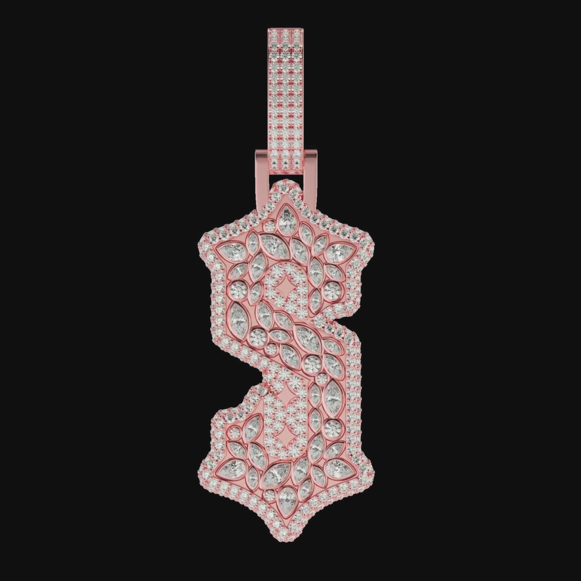 Custom Shaped Diamond Gothic Font Pendant - 51mm