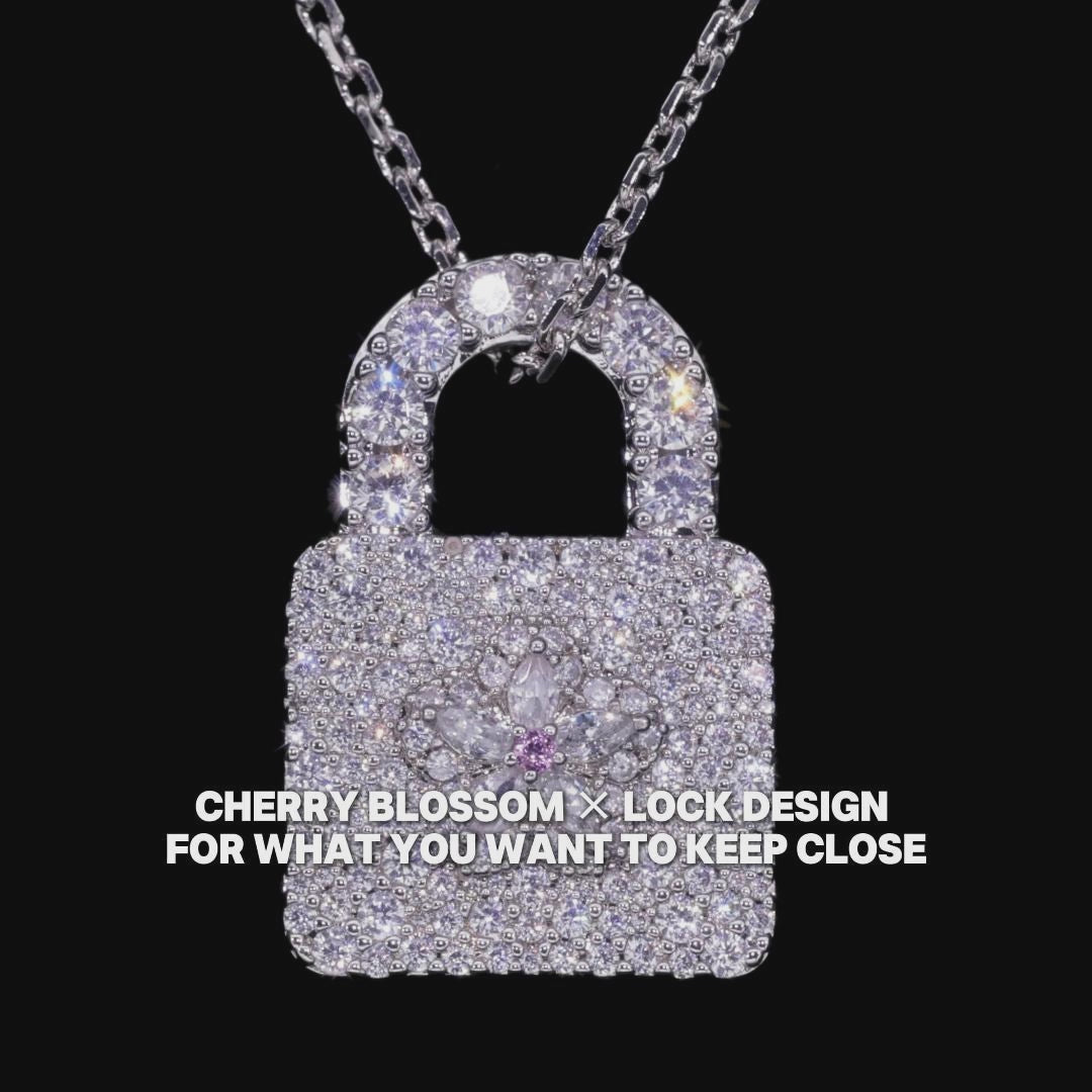 Sparkling Cherry Blossom Lock Pendant