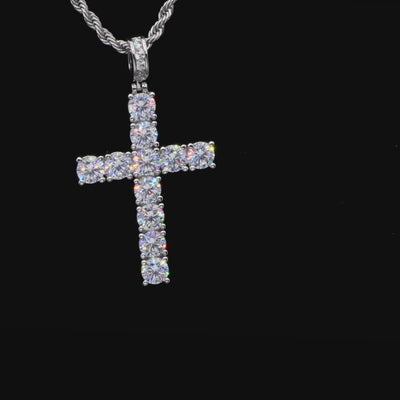 Solid Tennis Cross Pendant - Large