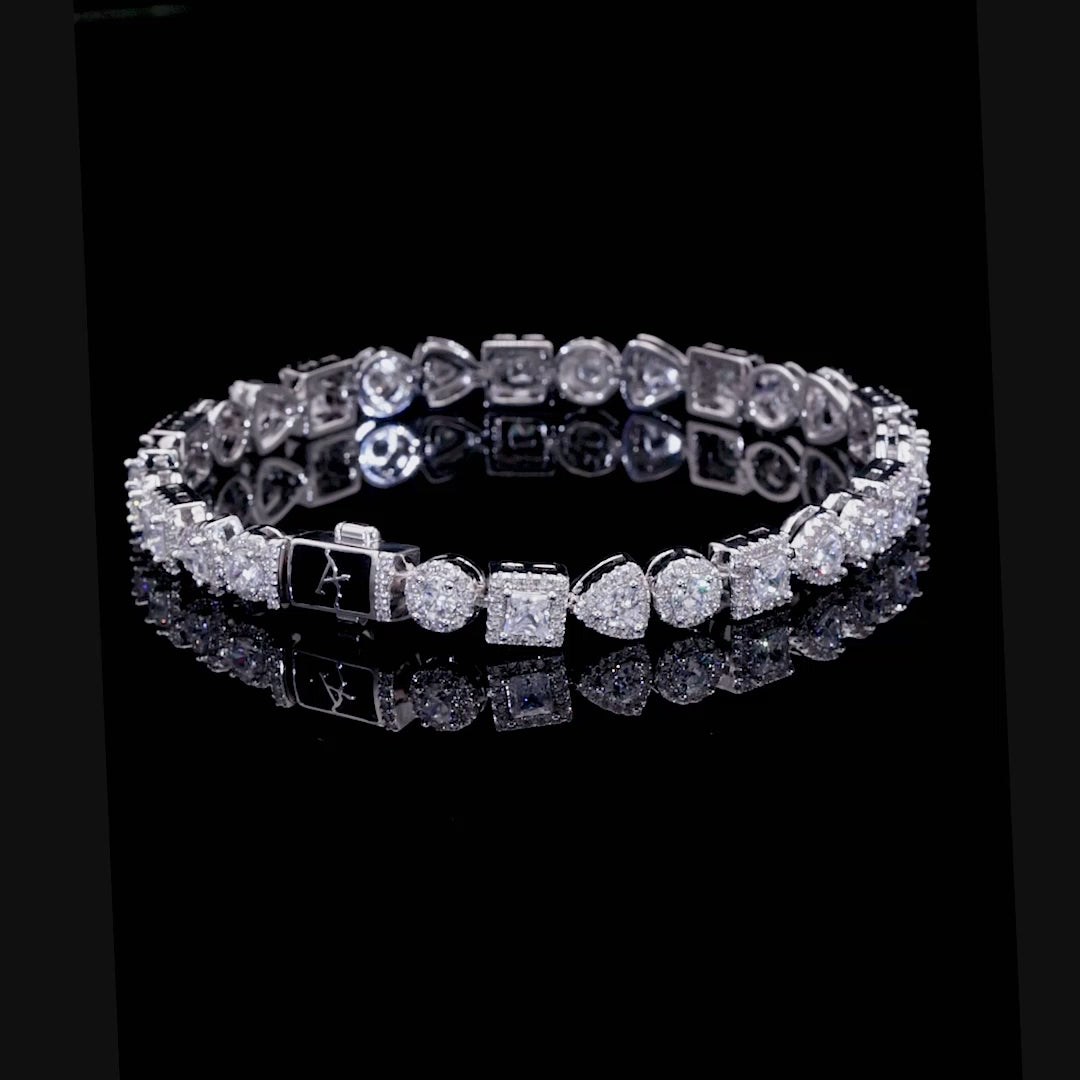 Moissanite Princess Cut Mix Clustered Tennis Bracelet - 7mm