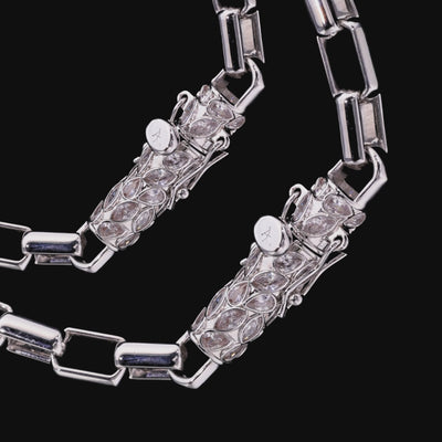 Paper Clip Chain With Iced Marquise & Pear Cut Clasp - 8mm