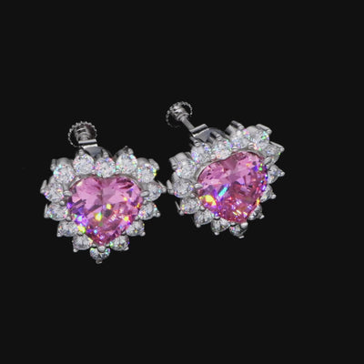 S925 Pink Radiance Heart Clip Earring