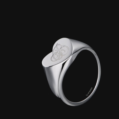Custom Heart Signet Ring - Letter