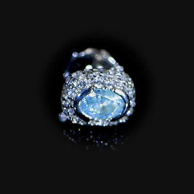 S925 Crushed Ice Oval Cut Stud Earring - Fancy Yellow