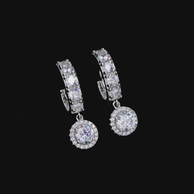 Moissanite S925 Halo Dangly Earring