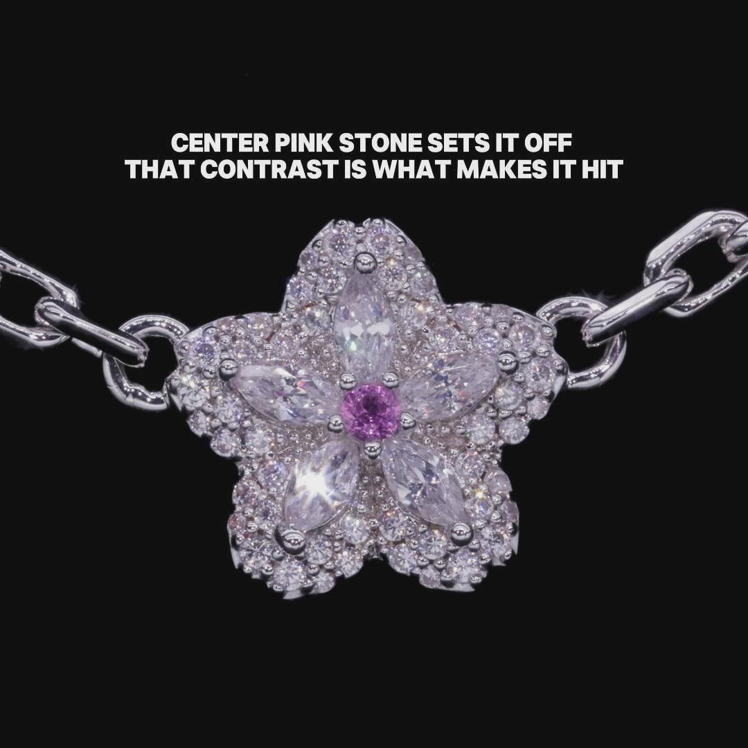 Cherry Blossom Pendant Necklace 18K White Gold – APORRO