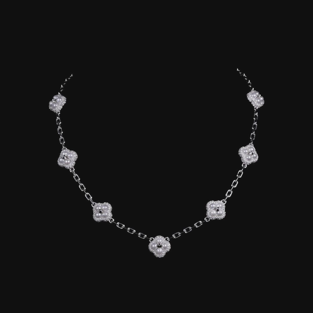 Pearl Clover Station Necklace