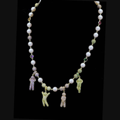 Iced Pearl Green&Black Detachable Custom Chain