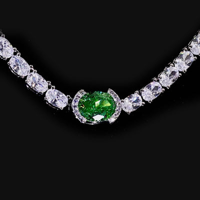 Crushed Ice Oval Tennis Necklace - Fancy Yellow