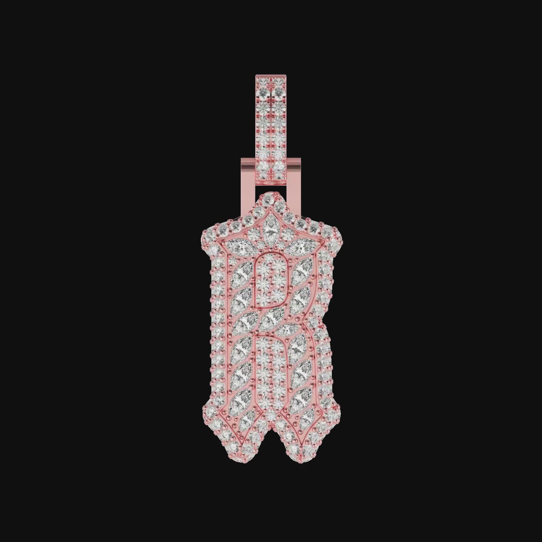 Custom Shaped Diamond Gothic Font Pendant-30mm