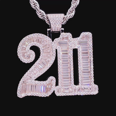 APORRO Premium Custom Iced Baguette Cut Numbers Pendant