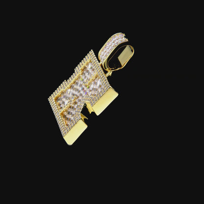 Custom Invisible Setting Letter Pendant - Yellow Gold