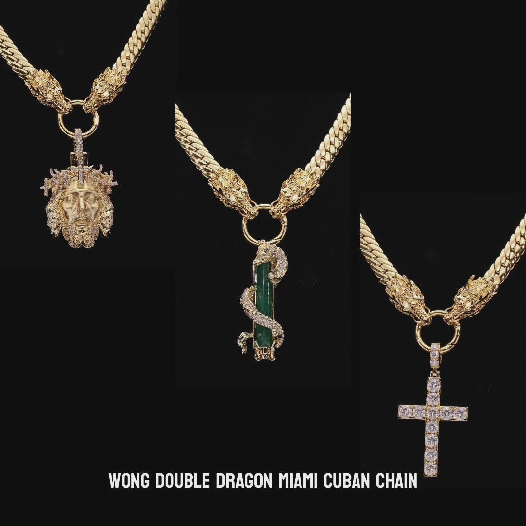 Cuban Chain & Pendant Set – Virgin Mary Dragon Necklace – APORRO