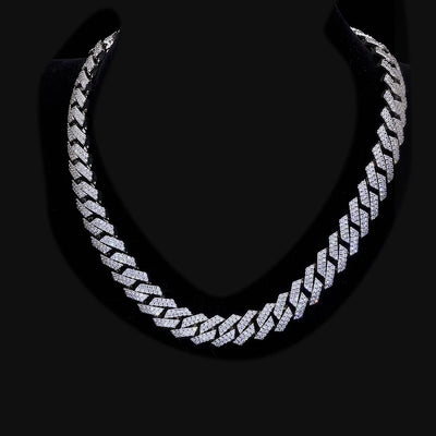 Round Cut Prong Cuban Link Chain - 8mm