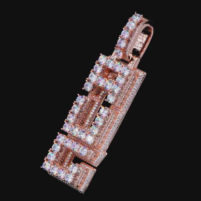 Custom Radiant Layers Vertical Letter Pendant  - Rose Gold