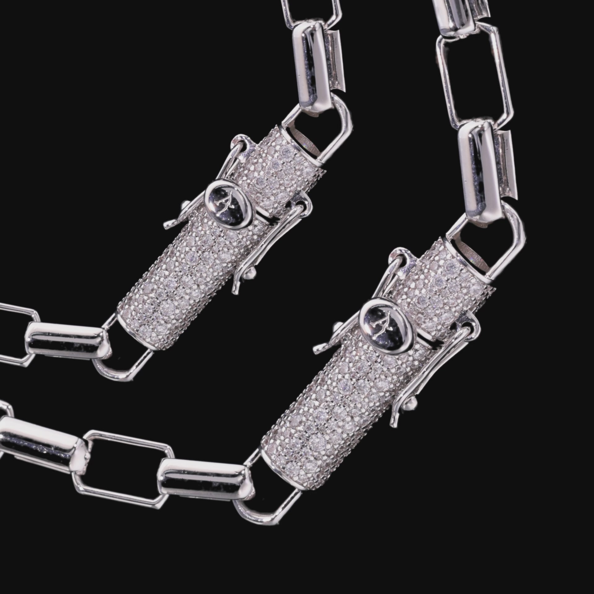 Paper Clip Chain With Iced Round Cut Clasp - 8mm