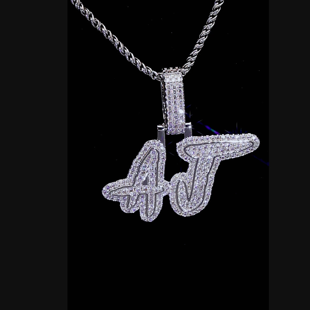 Custom Moissanite Double Layers Coke Boys Gold Font Name Pendant