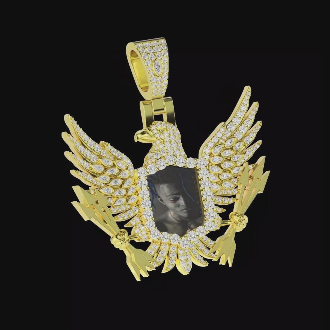 Custom 3D Eagle Photo Frame Pendant