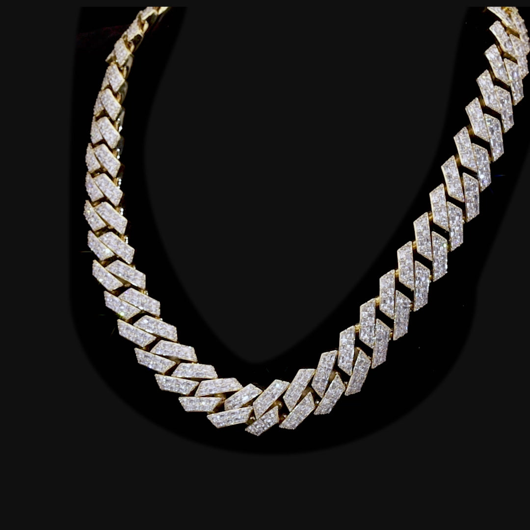 Emerald Cut Prong Cuban Link Chain - 10mm