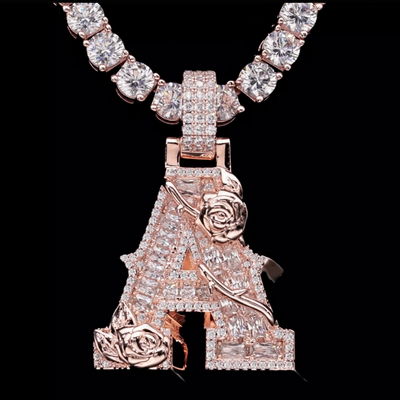 Custom Rose Font Pendant - Single Letter