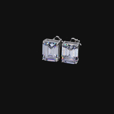 Moissanite S925 Emerald & Round Cut Stud Earring Set