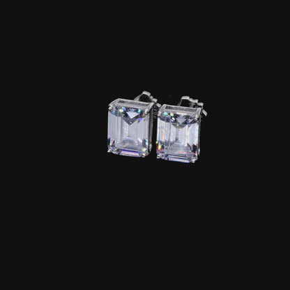 Women's Moissanite Emerald Cut Stud Earrings