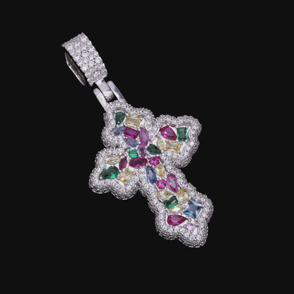 Women's Vibrant Fancy-Cut Cross Pendant