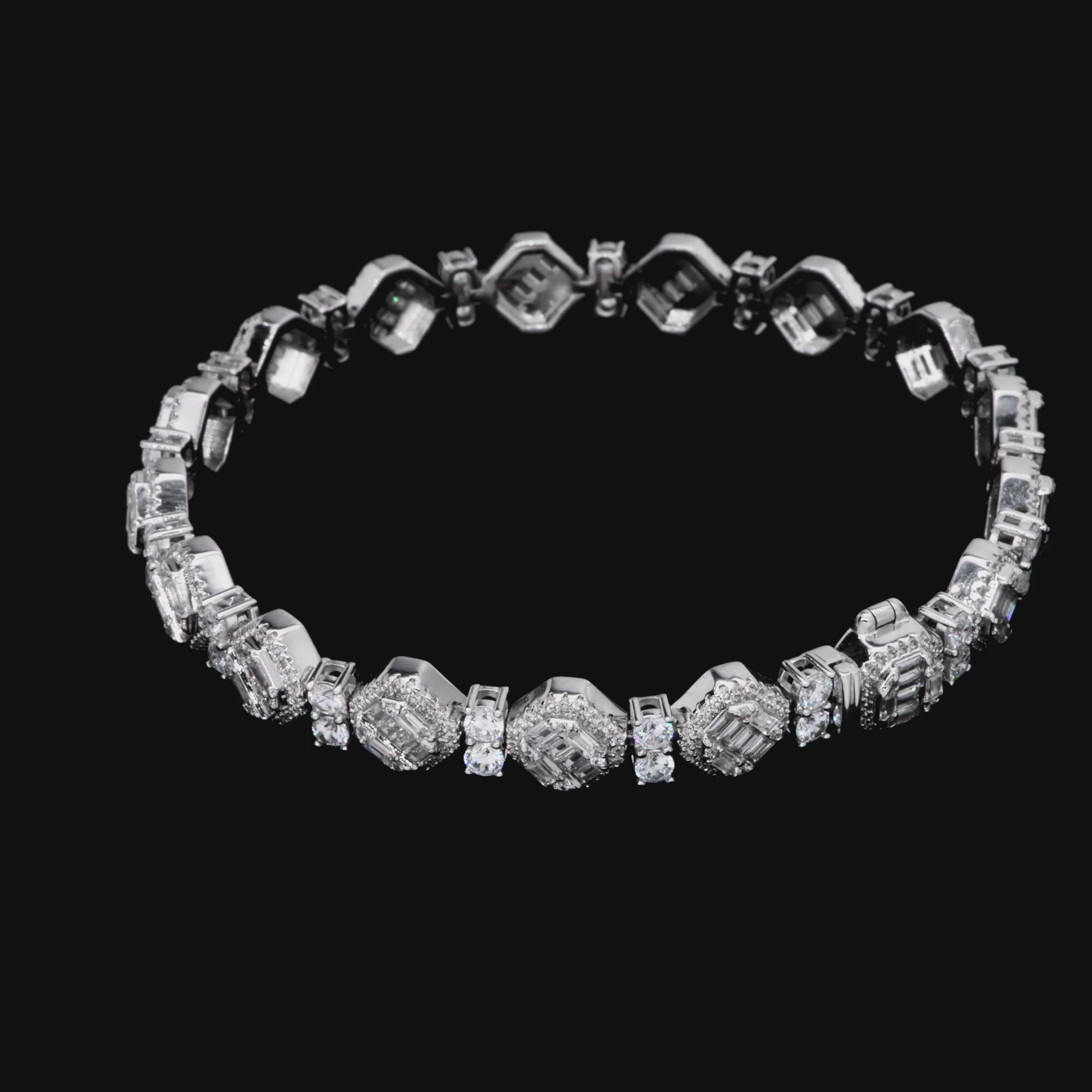 Women's Octagon Mix Cut Tennis Bracelet - 8mm