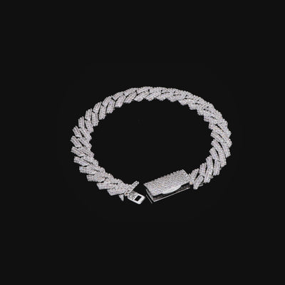 Round Cut Prong Cuban Link Bracelet - 12mm